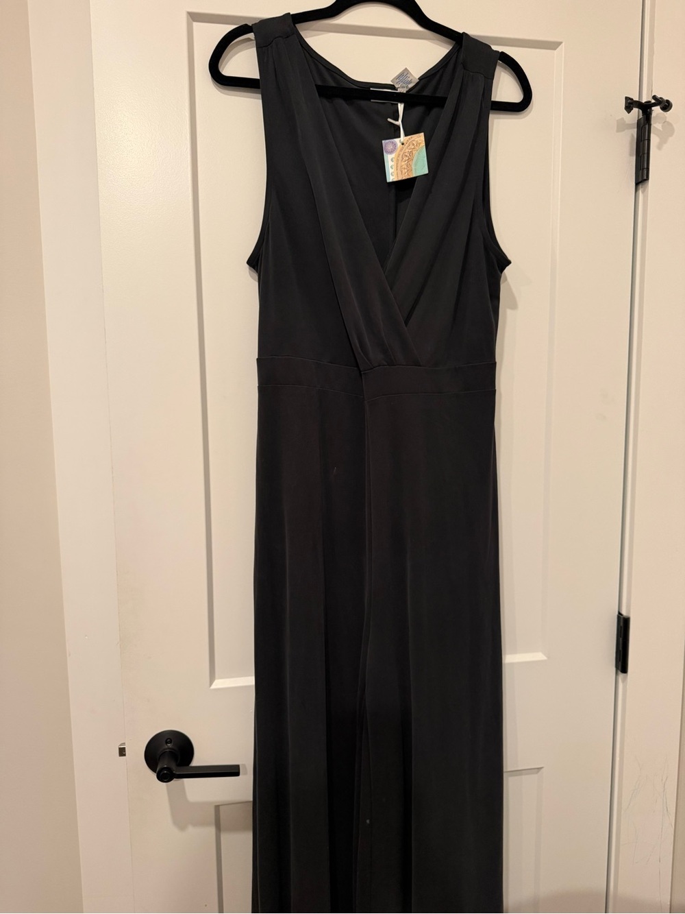 Classic Black Sleeveless Wrap-Front Maxi Dress